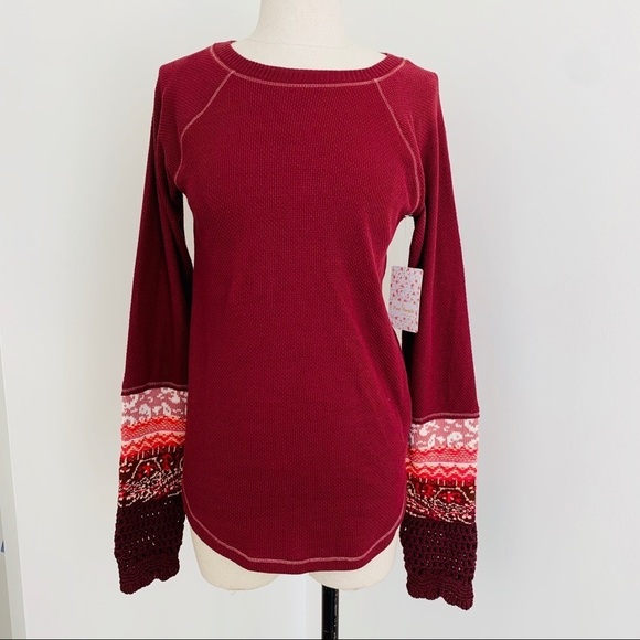 Free People in the Mix Thermal Top Rio Vino NWT - Picture 3 of 9